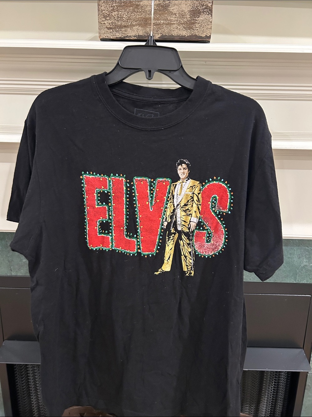 Elvis Presley brand Black Tee with Red Elvis Graphic and Gold Figure never worn